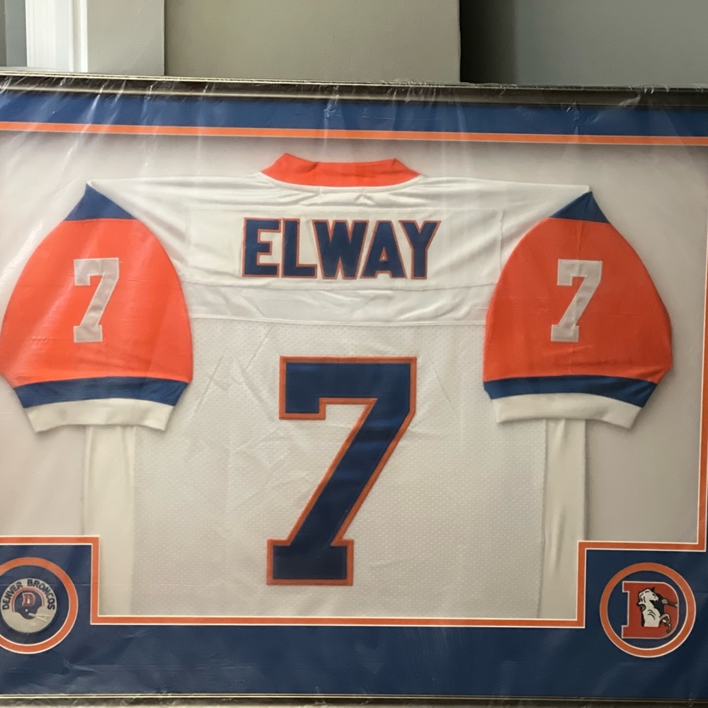 Vintage framed John Elway jersey